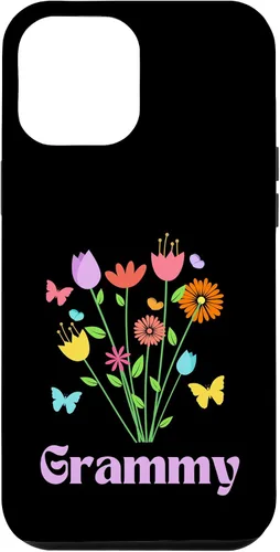 Vista 26 de iPhone 12/12 Pro Grammy Grandma Spring Flowers Pretty Tulips Butterfly Pink Case