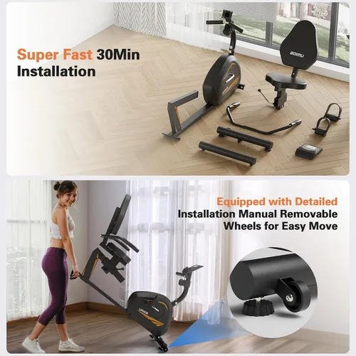 Vista 7 de Recumbent Exercise Bike, Stationary Bikes for Home Magnetic Recumbent Bike with Adjust Seat for Adults Seniors, 300LB Capacity & 8-level Resistance