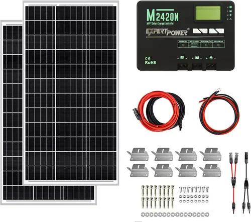 Vista 16 de ExpertPower Kit de energía solar de 100 W y 12 V Batería de litio LiFePO4 de 12 V y 20 Ah Panel solar monorígido de 100 W, controlador de carga