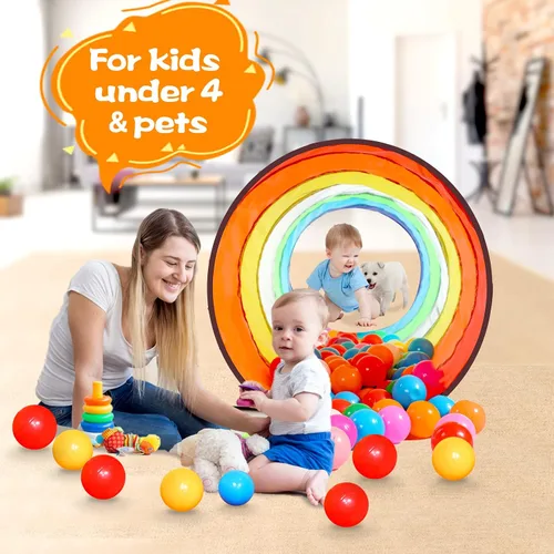 Vista 4 de GeerWest Túnel para niños pequeños para niños, juguete de túnel desplegable para niños y perros, juego en interiores y exteriores, regalos