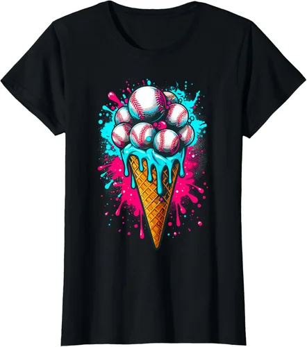Vista 34 de Camiseta de béisbol de acuarela de helado de béisbol