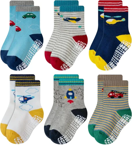 Vista 18 de RATIVE - Calcetines antideslizantes con agarres para bebé, bebés, niños pequeños, niños y niños