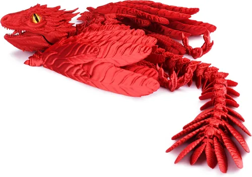 Vista 16 de Guwewu Wyvern Emplumado, Dragón Fidget Articulado Impreso en 3D - Azurewing