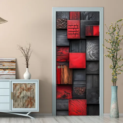 Vista 8 de Adhesivos 3D para puerta, murales para despegar y pegar, puerta de madera, papel tapiz autoadhesivo, extraíble, PVC, impermeable, póster para Puerta