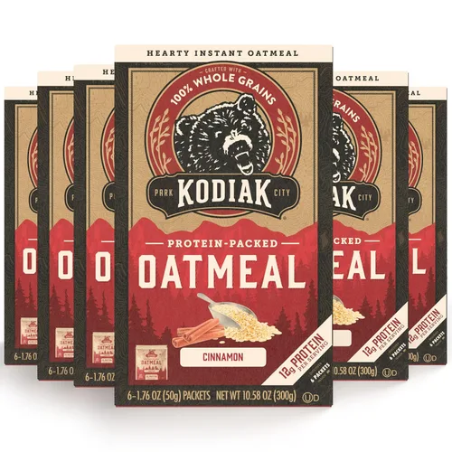 Vista 18 de Kodiak Cakes Paquetes de avena instantánea, manzana y canela, alto contenido en proteínas, 100% granos integrales, 6 cajas con 6 paquetes cada una