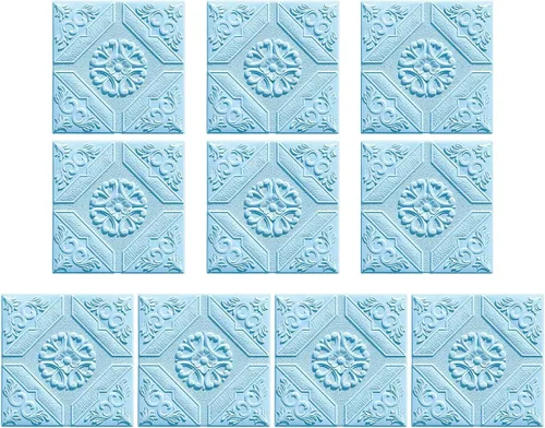 Vista 8 de ECYC Ltd 10 paneles de pared de espuma 3D autoadhesivos de 13.78 x 13.78 x 0.12 pulgadas, paneles de pared de flores 3D para despegar y pegar