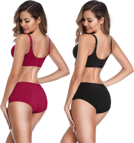 Vista 6 de OLIKEME Ropa interior para el período menstrual para mujer, cintura media, algodón, posparto, bragas para mujer, Multi