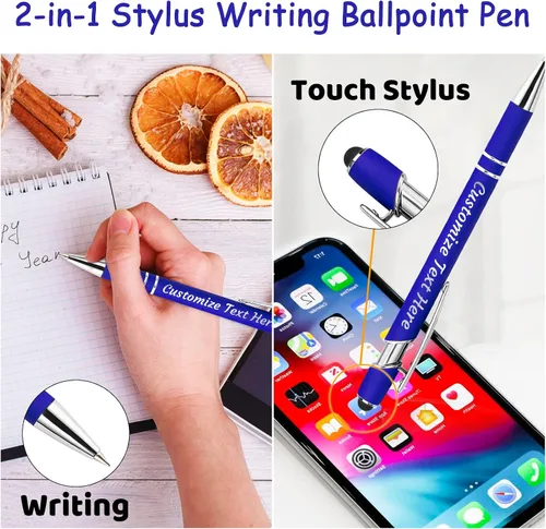 Vista 4 de Bolígrafos personalizados a granel 10 con nombre, grabados con punta de lápiz, bolígrafos de bola personalizados de escritura suave, regalos