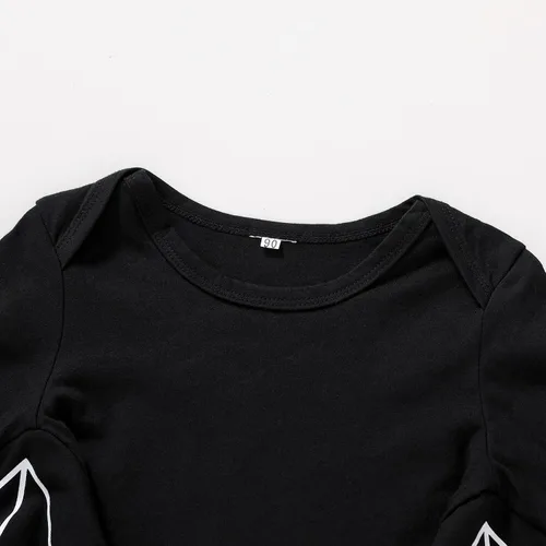 Vista 5 de YOUNGER TREE Conjunto de ropa de invierno para bebés y niñas pequeñas, con capucha de murciélago negro, con bolsillo y cremallera