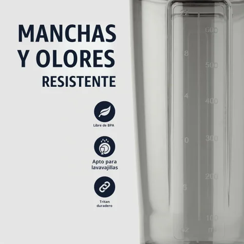 Vista 4 de BlenderBottle - Botella agitadora Pro Series perfecta para batidos de proteínas y preentrenamiento, 24 onzas, color gris humo Gris (Smoke Grey)