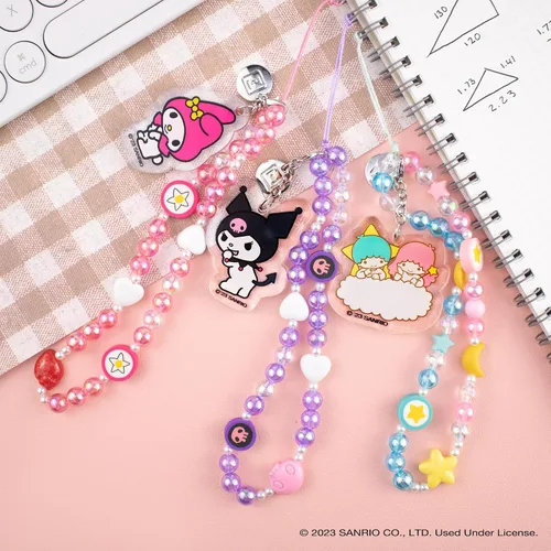 Vista 7 de iFace Badtz-Maru - Correa de cuentas + funda de primera clase para iPhone 14 Pro Max (Hello Kitty y sus amigos, Kawaii Arcade)