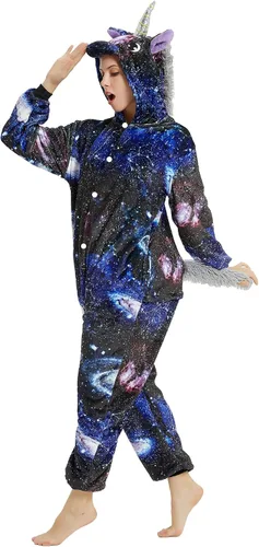 Vista 4 de Mameluco de Navidad para adultos, disfraz de unicornio para mujer, pijama de Halloween
