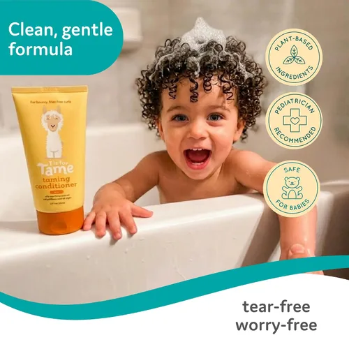 Vista 5 de T is for Tame - Acondicionador domesticante para niños – Acondicionador natural para cabello rizado con aceite de coco y girasol – Desenreda
