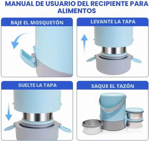 Vista 3 de Contenedor de sopa aislado de 60.87 onzas, contenedor térmico para comida caliente, contiene 3 niveles de acero inoxidable a prueba de fugas