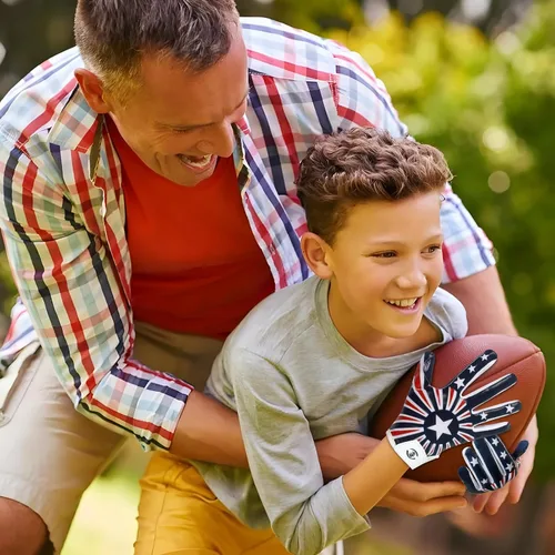 Vista 7 de Guantes de fútbol americano para niños, guantes receptores de fútbol americano juvenil, excelente agarre con silicona adhesiva, antideslizantes