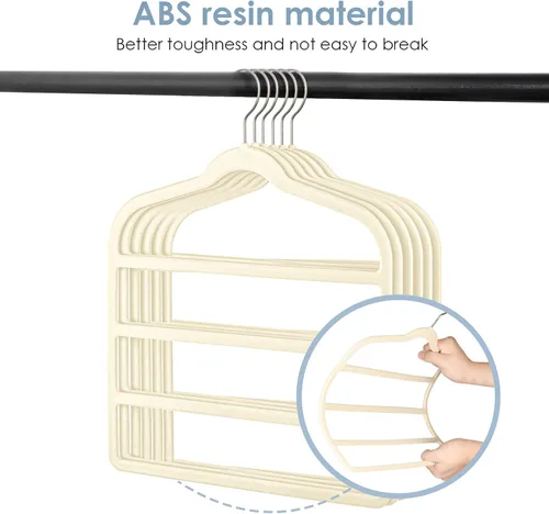 Vista 3 de Perchas de terciopelo que ahorran espacio antideslizante para pantalones de terciopelo perchas de múltiples capas Paquete de 4 perchas de ropa