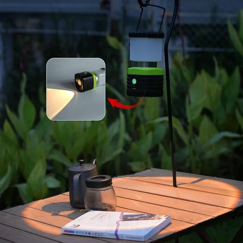 Vista 4 de Jarxin 1 unidad de linterna de camping LED luz cálida 3200K recargable de 1000 lm, batería externa de 4500 mAh, linterna para emergencias