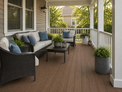 Vista 7 de d-c-fix Rollo de Suelo para Exteriores - Madera de Roble Marrón - 6' x 12', 72 pies cuadrados - Cubierta de Suelo Impermeable y para Todo Clima