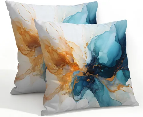 Vista 56 de Juego de 2 fundas de almohada impermeables para exteriores, 16 x 16 pulgadas, fundas de almohada decorativas de patio para muebles de jardín, sofá
