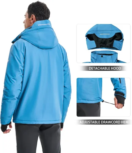 Vista 2 de Heathyoga Chaqueta de esquí impermeable para hombre, chaqueta de snowboard para hombre, chaqueta de nieve, chaquetas de esquí, chaquetas