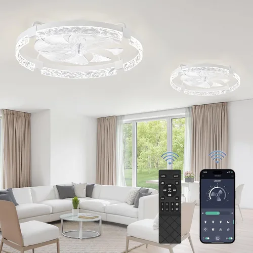 Vista 13 de LEDIARY Ventiladores de techo de perfil bajo de 19.7" con luces, aplicación
