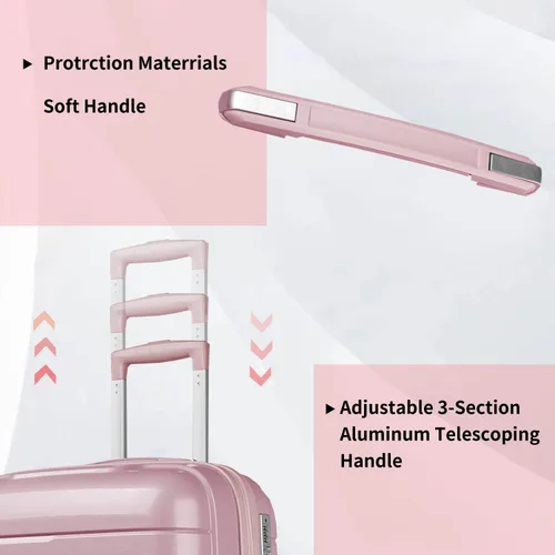 Vista 2 de Joyway maleta de equipaje, Rosado, Equipaje Spinner Ruedas Hardside Equipaje 8pcs Set Ligero Pp Durable Equipaje Con Tsa Lock..