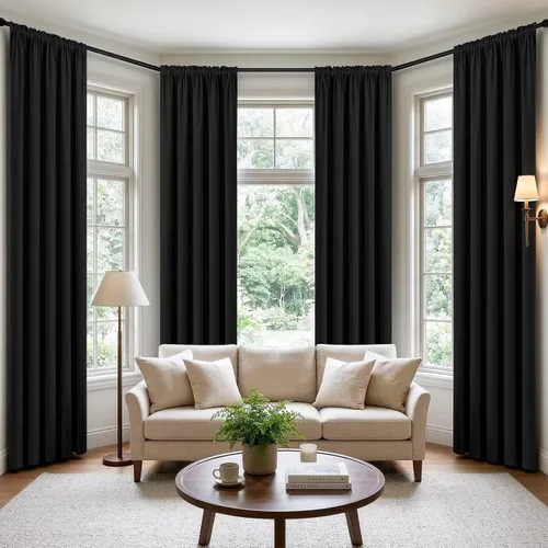Vista 36 de CUCRAF - Cortinas opacas beige de 45 pulgadas, juego de 2 paneles con bolsillo para barra, cortinas para oscurecer dormitorios y sala de estar