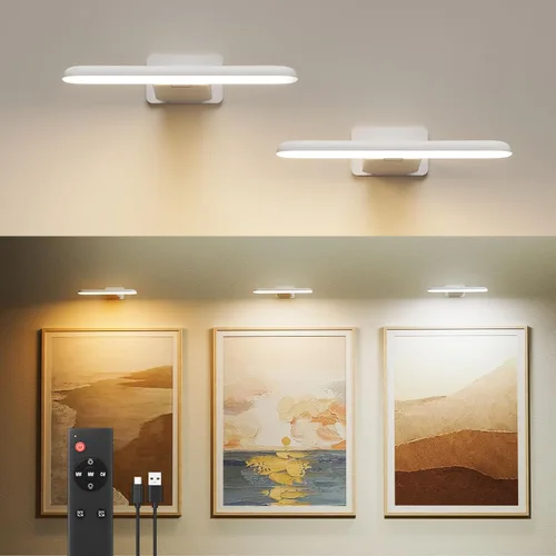 Vista 8 de FULEN Luces de Imagen a Pilas Recargables, Luces de Marco de Fotos para Pared, Luces de Pared LED Inalámbricas para Arte, Pinturas, Galería y Diana