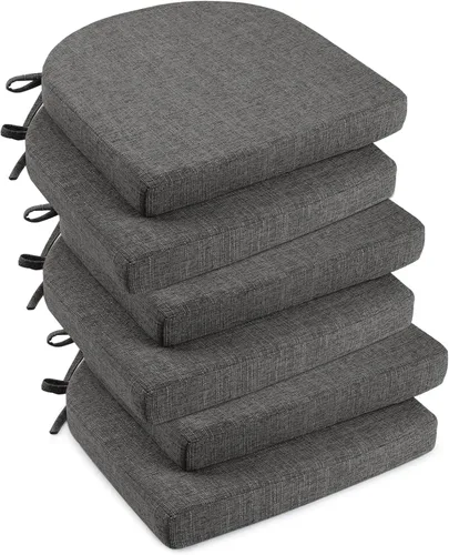 Vista 16 de downluxe Cojines para sillas de interior para sillas de comedor, almohadillas de espuma texturizada suaves y cómodas para sillas de cocina con lazos