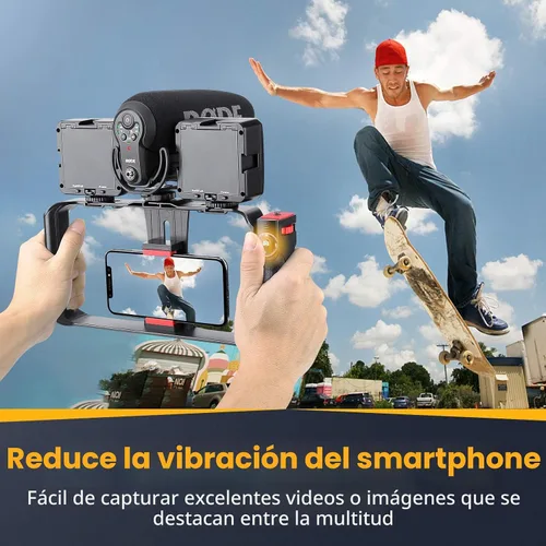 Vista 2 de Zeadio Soporte para smartphone con agarre estabilizador, soporte de trípode para video de celular, con obturador remoto inalámbrico para todos