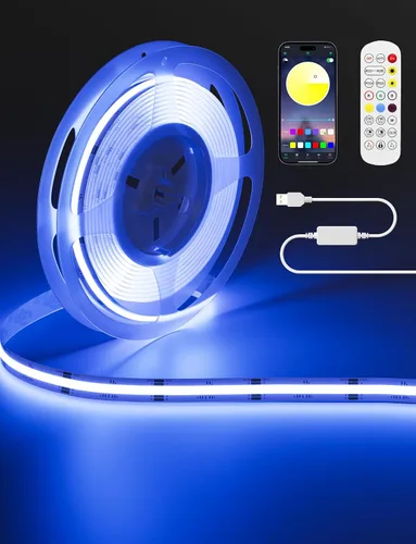 Vista 9 de MIWISE Tira de luces LED RGB Smart IC COB de color de persecución, tira de luz LED USB direccionable, efecto arcoíris con sincronización de música