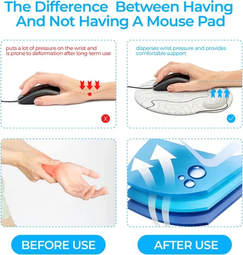 Vista 3 de Alfombrilla de mouse ergonómica con reposamuñecas, accesorios de escritorio de espuma viscoelástica para mujeres, alfombrilla de mouse