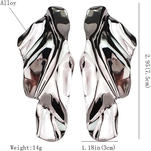 Vista 2 de Aretes colgantes de textura geométrica única para mujeres y niñas, modernos irregulares, rectangulares, minimalistas, grandes, grandes, colgantes