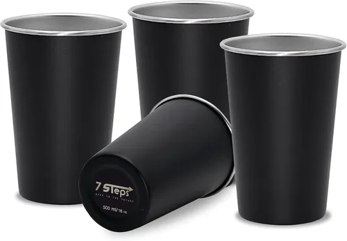 Vista 2 de 7 Steps - Vaso de acero inoxidable de 16.9 fl oz / 16 oz - Duradero - Reutilizable - Fiesta - Al aire libre - Senderismo - Camping - Picnic - Vaso