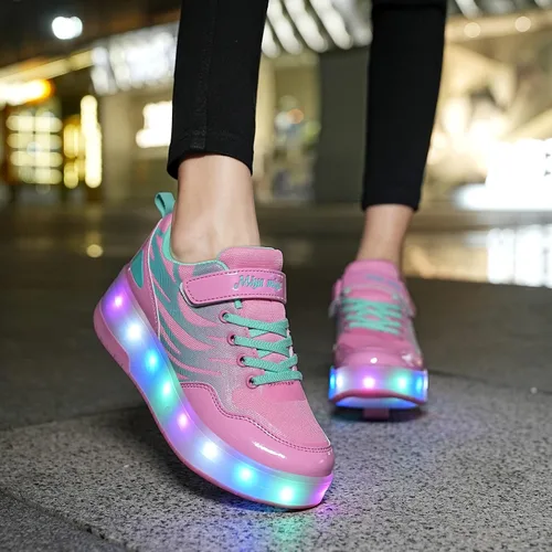 Vista 5 de BFOEL Patines de araña iluminados con USB cargable LED deportivo para niños y niñas, cumpleaños, Acción de Gracias, Navidad, el mejor regalo