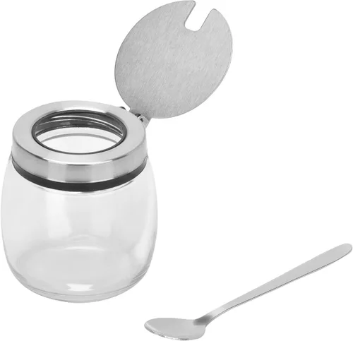 Vista 4 de only fire - Frasco para condimentos, recipiente para especias con tapas, cucharas de servir de acero inoxidable, estante base y etiquetas - botellas