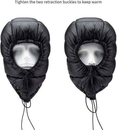 Vista 5 de Naturehike Invierno Down Hood Outdoor Wind Down Cap Warm Goose Down Hat para senderismo Esquí Ciclismo (negro)