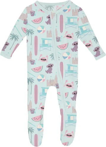 Vista 92 de KicKee Baby & Toddler - Pijama de viscosa ultrasuave de bambú con patas abatibles y puños