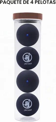 Vista 6 de J Bryant Squash Balls - Paquete de 4 bolas de goma de punto azul para principiantes y niños