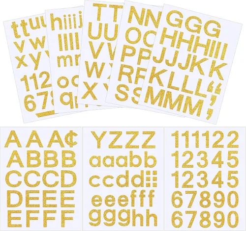 Vista 20 de Outus 8 hojas de calcomanías de letras de vinilo, autoadhesivas, números para buzón, letras del alfabeto, para medias de Navidad, álbumes de Negro