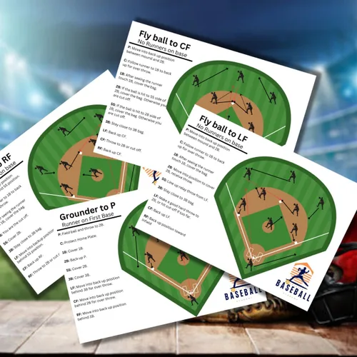 Vista 3 de Guía de entrenamiento de béisbol y softbol juvenil - 40 situaciones defensivas con posicionamiento y roles del jugador - Libro de jugadas