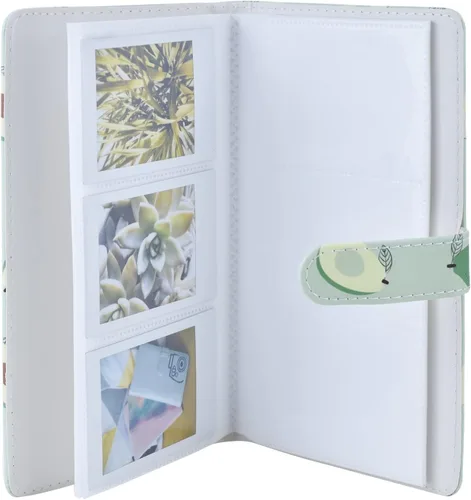 Vista 6 de Rieibi Mini álbum de fotos de 96 bolsillos, cartera de piel sintética para Fujifilm Instax Mini Evo/11/8/9/7S/25/70/90, patrón de frutas verdes, 16
