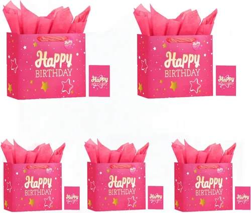 Vista 42 de Powbrace Bolsa de regalo de cumpleaños número 30 negra de 13 pulgadas con papel de seda y tarjeta de felicitación para fiestas, bolsa de regalo