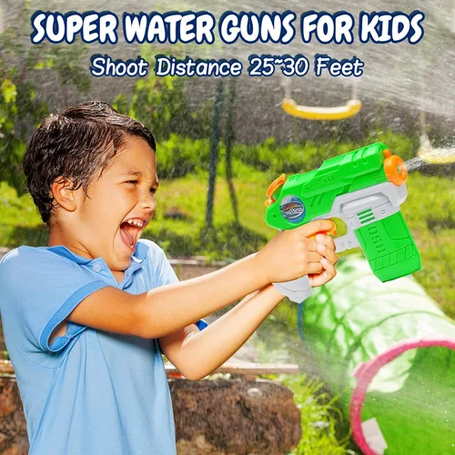 Vista 3 de Pistolas de agua para niños, paquete de 6 pistolas de chorro de agua de 220 CC de capacidad de 15 a 20 pies, pistola de agua para niños y niñas