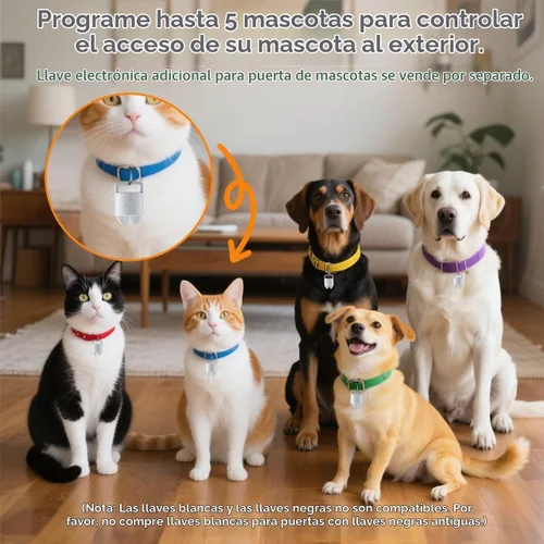 Vista 4 de Puerta inteligente electrónica para mascotas AJKJ, puerta automática para perros con 3 modos, puerta electrónica con sensor de batería con 1 llave