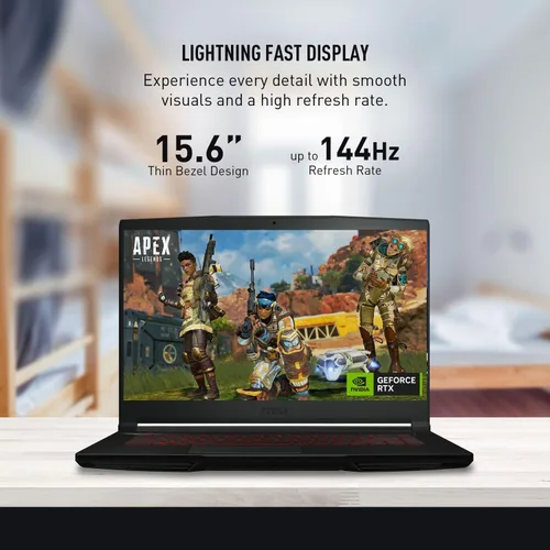 Vista 2 de msi Portátil para juegos GF63 delgado, pantalla FHD de 15.6 pulgadas, 144 Hz, Intel Core i5-12450H de 12ª generación, NVIDIA GeForce RTX 4050, 16 GB
