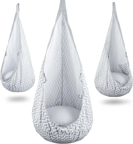 Vista 12 de YAERSI Silla de hamaca infantil de algodón con cojín inflable de PVC