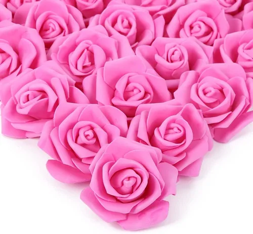 Vista 15 de IPOPU Cabezales de rosas artificiales, 100 rosas falsas de espuma negra de aspecto real para bricolaje, bodas, baby shower, centros de mesa 100