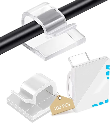Vista 8 de Abnii 100 clips adhesivos para cables, organizador de cables de cable, negro, pequeño
