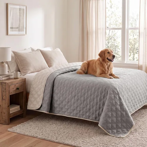 Vista 13 de Manta impermeable para cama, funda reversible para sofá de perro, protector de muebles para mascotas, lavable a máquina, tamaño King